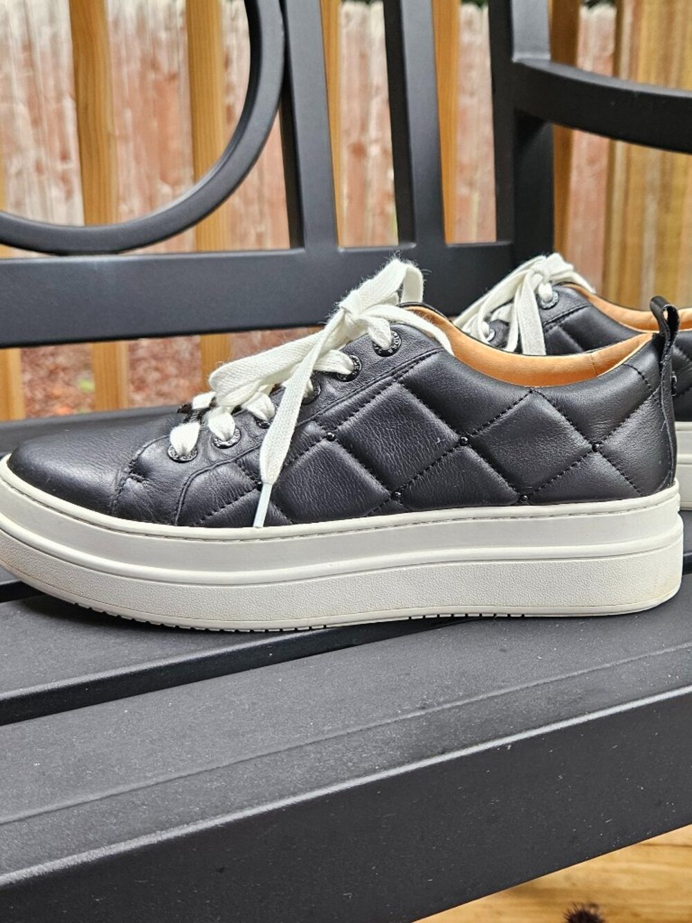 J/Slides NYC Quilted Black Nona Platform Sneakers Sz 6